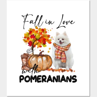 Fall In Love With Pomeranians Fall Pumpkin Thanksgiving Posters and Art